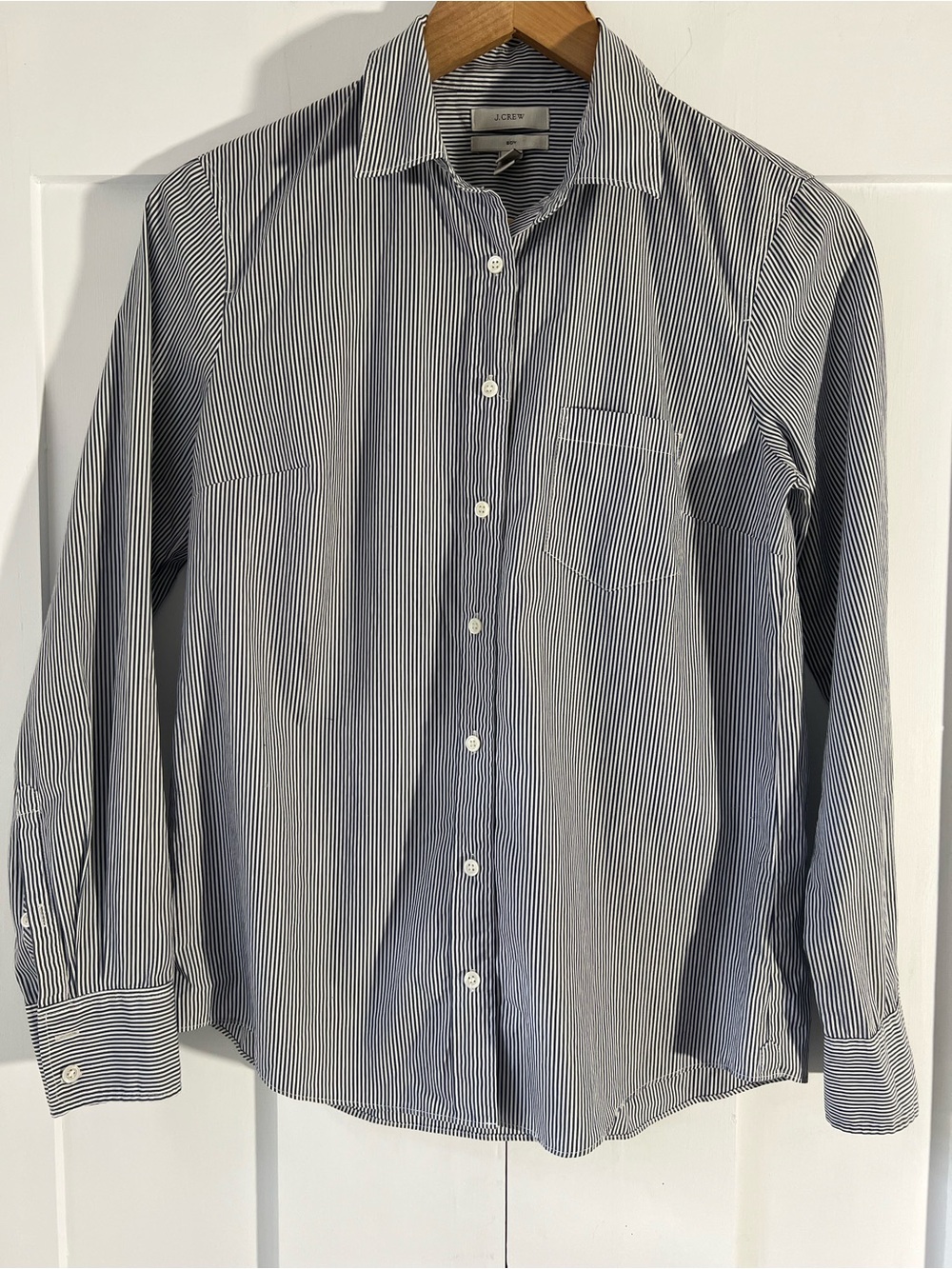 J.Crew Boy Fit Blue White Striped Button Down Shirt Size 4